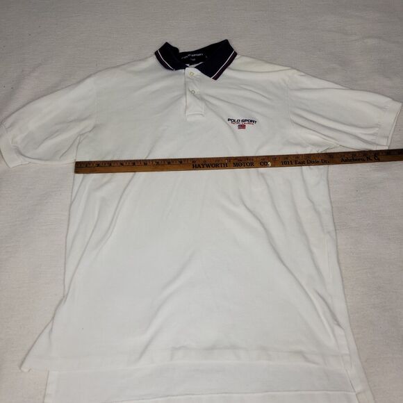 Vintage Polo Sport Ralph Lauren Mens Size L White Retro Preppy Made In USA Y2k - Picture 5 of 16